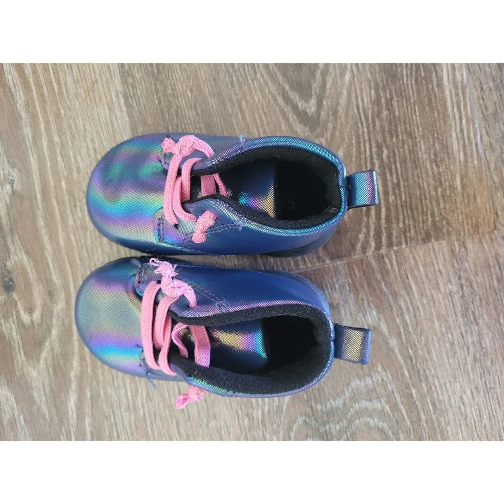 Carter's Baby Girls Iridescent Heart High Top Boots Purple Pink 3 #5